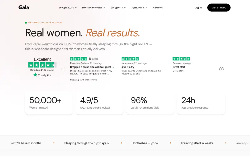 Gala Health reviews page screenshot