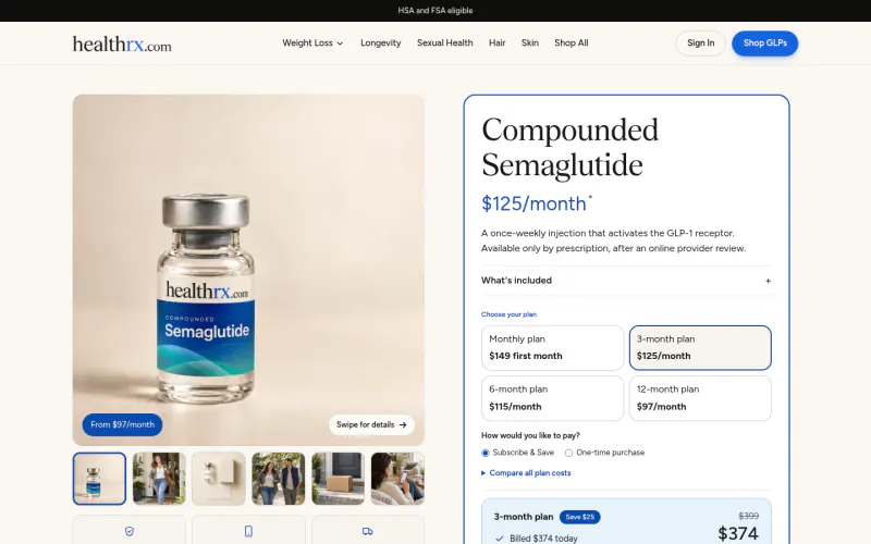 HealthRX website screenshot