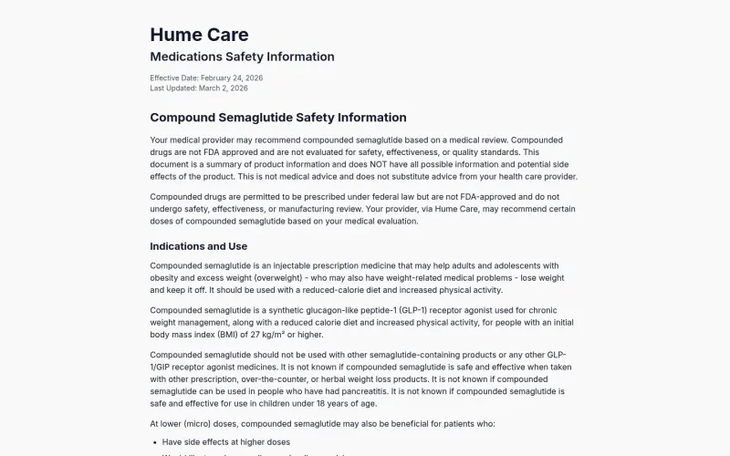 Hume Care website screenshot