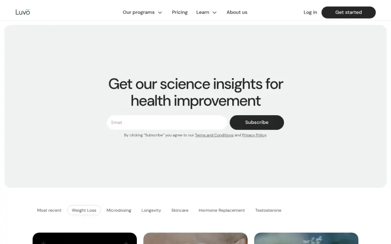 Luvo Health website screenshot