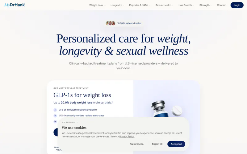 MyDrHank home page screenshot