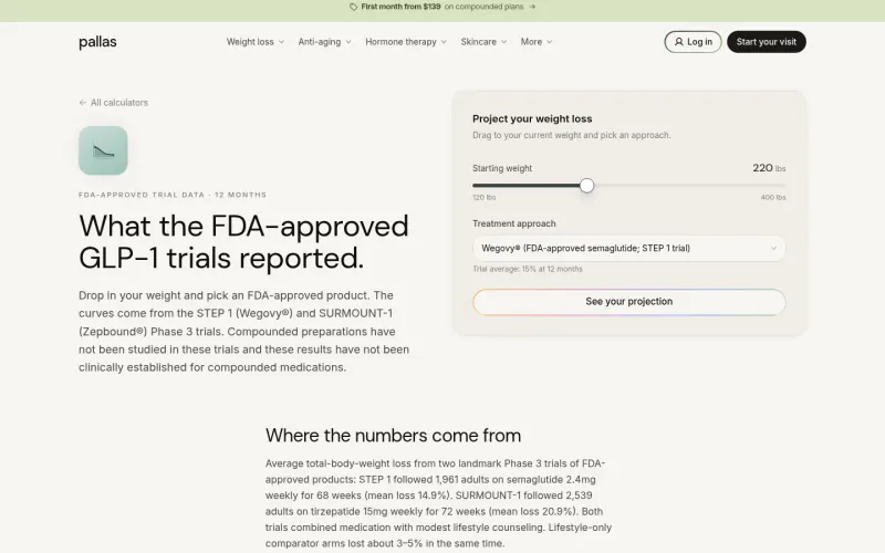 Pallas Health website screenshot