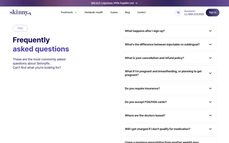 SkinnyRx website screenshot