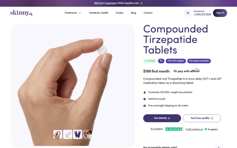 SkinnyRx website screenshot