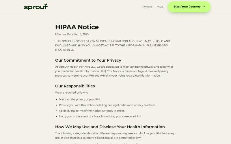Sprout Health website screenshot