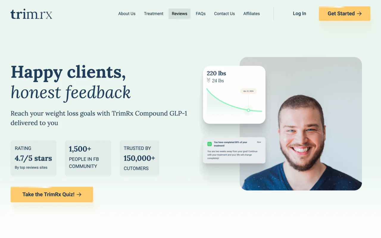 TrimRx reviews page screenshot